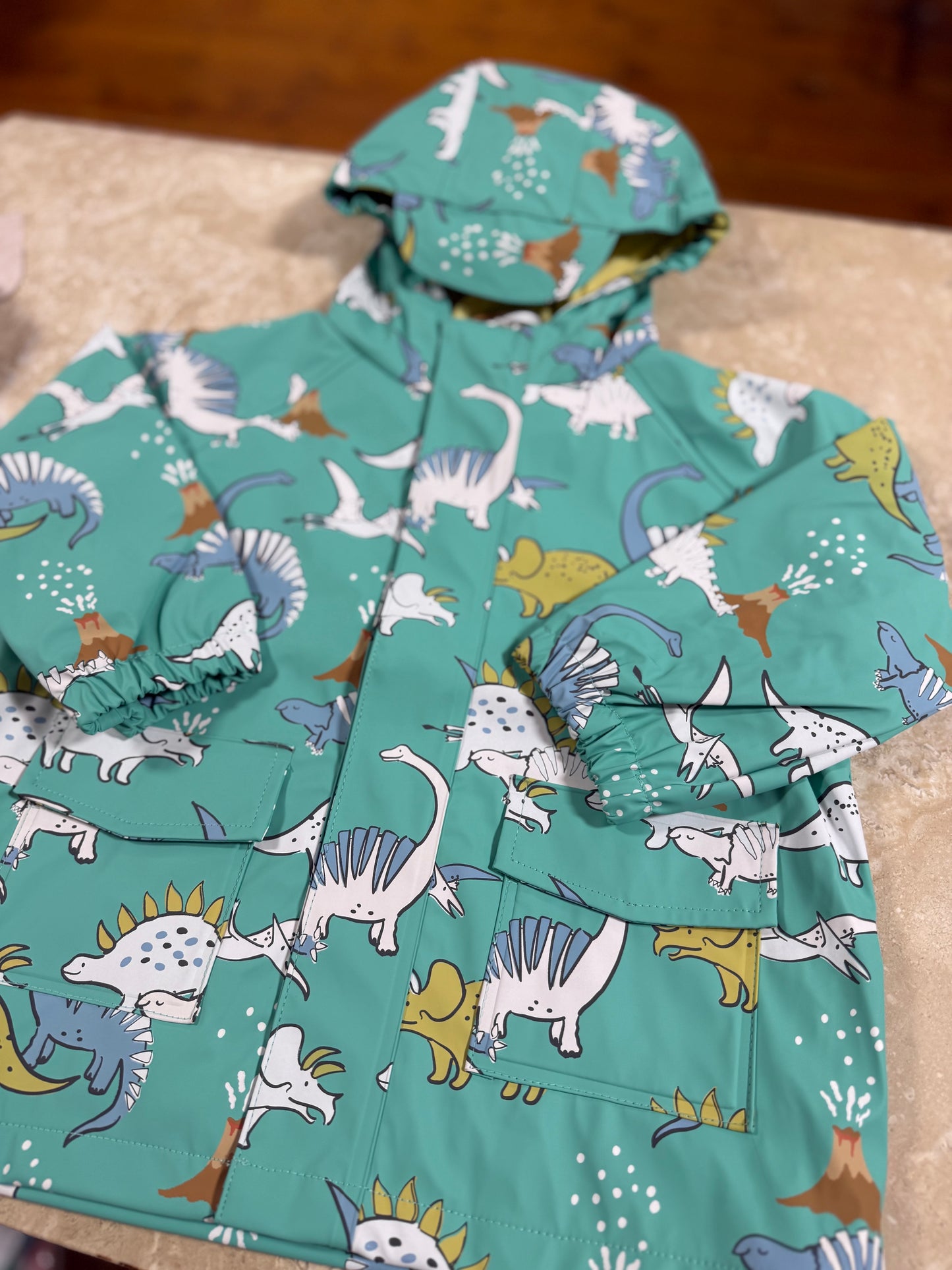 Allover Dino color changing Magnetic Toddler raincoat