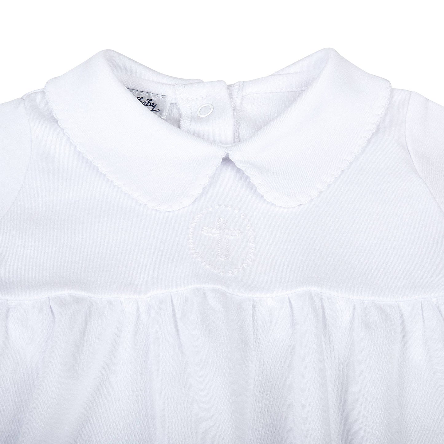 Blessed Emb Collared L/S Gown - White: White