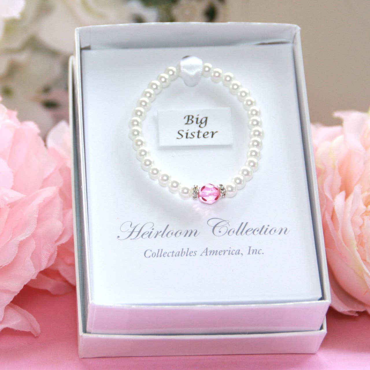 Big Sister Pearl Bracelet with Pink Crystal CJ-186