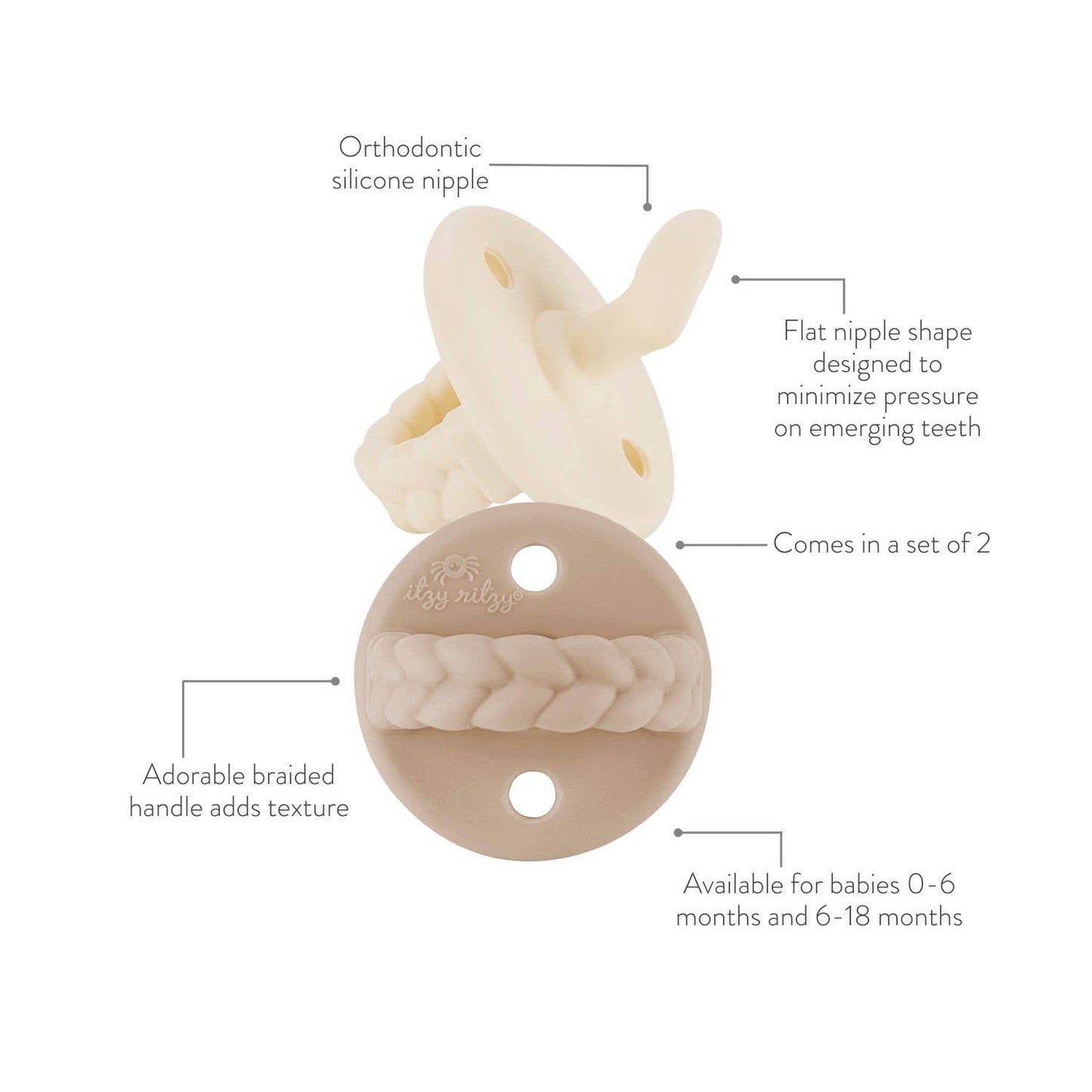 Sweetie Soother™ Orthodontic Pacifier Sets: Neutral / 0-6 Months