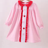 Red valentine's day heart embroidery ruffle dress