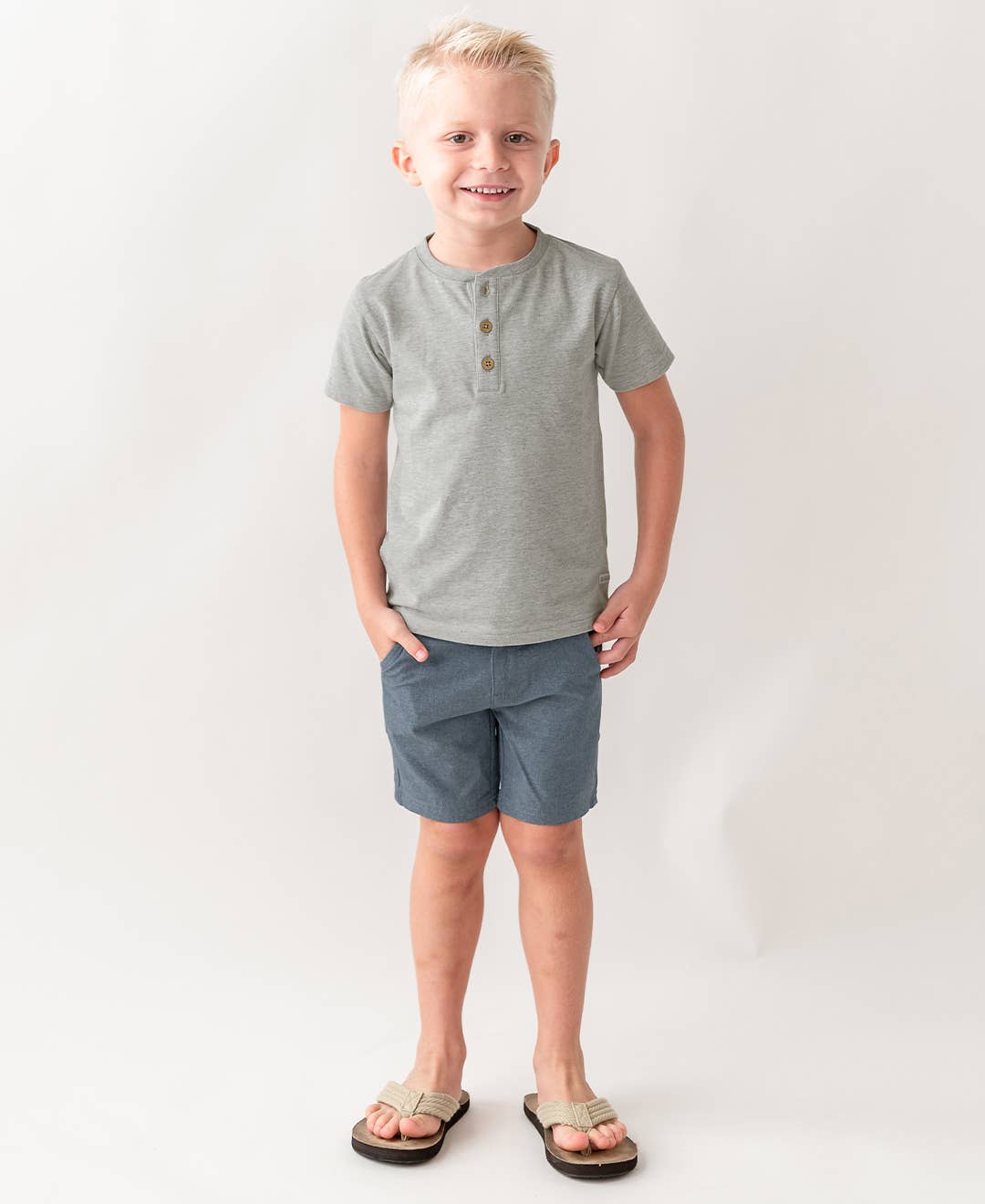 Boys Heather Navy Hybrid Shorts: Blue