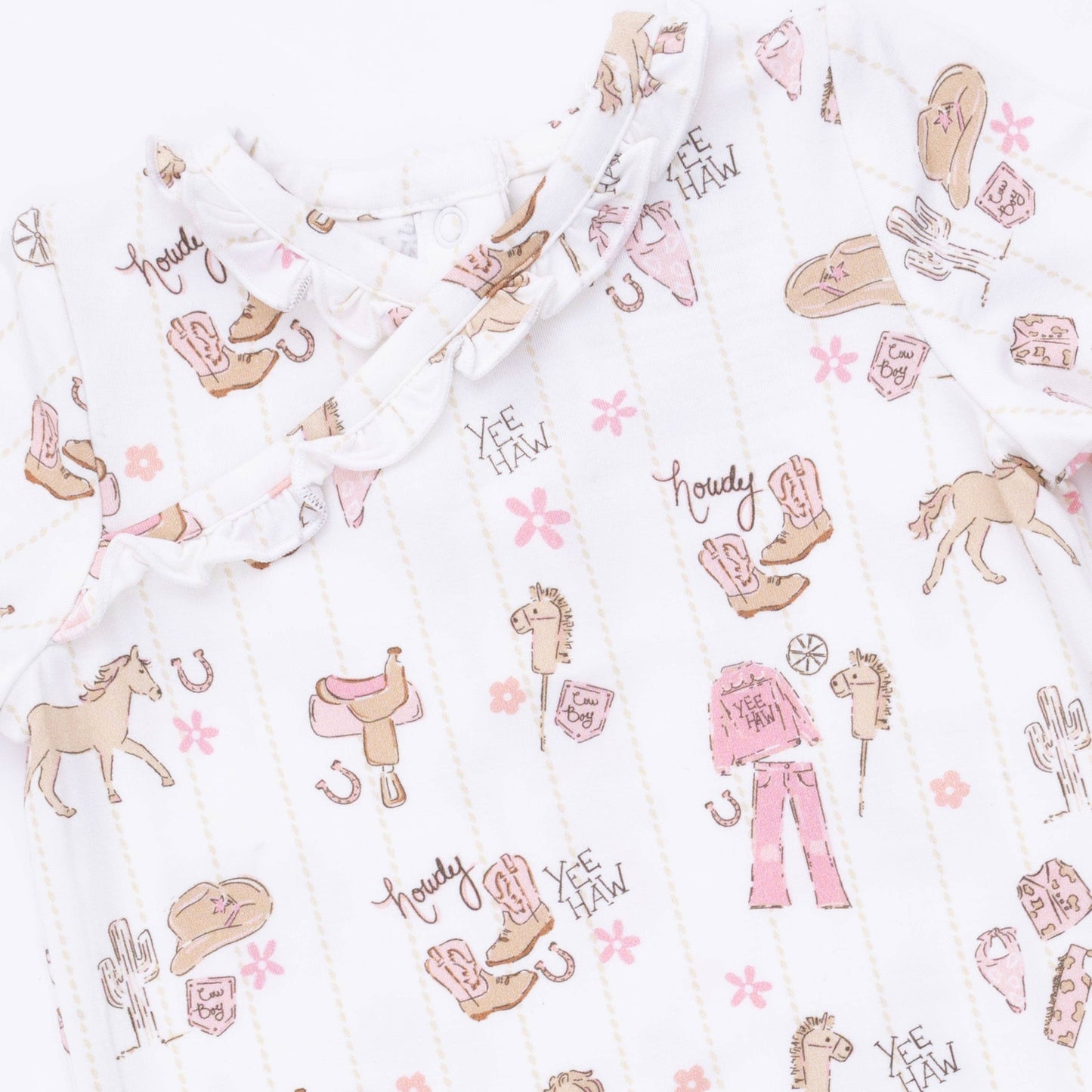 Cowgirl Nursery - Kimono Gown & Ruffle Knotted Hat: 0-3M