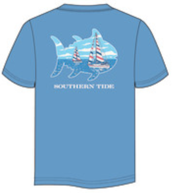 Youth SS Sailboat Skipjack Fill Tee: Ocean Channel