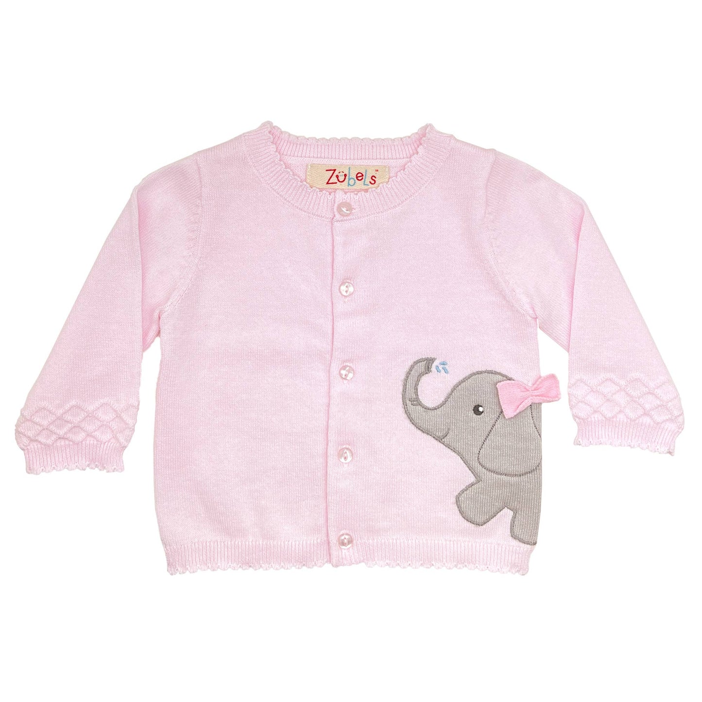 Elephant Peek-A-Boo Cardigan Sweater: Pink / 3 Month