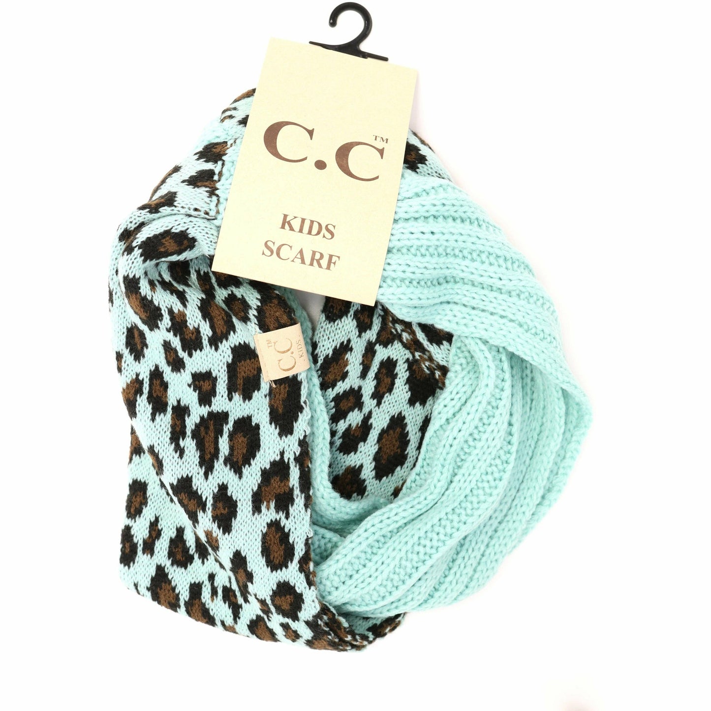 KIDS Scarf - Leopard Print CC Infinity: Mint