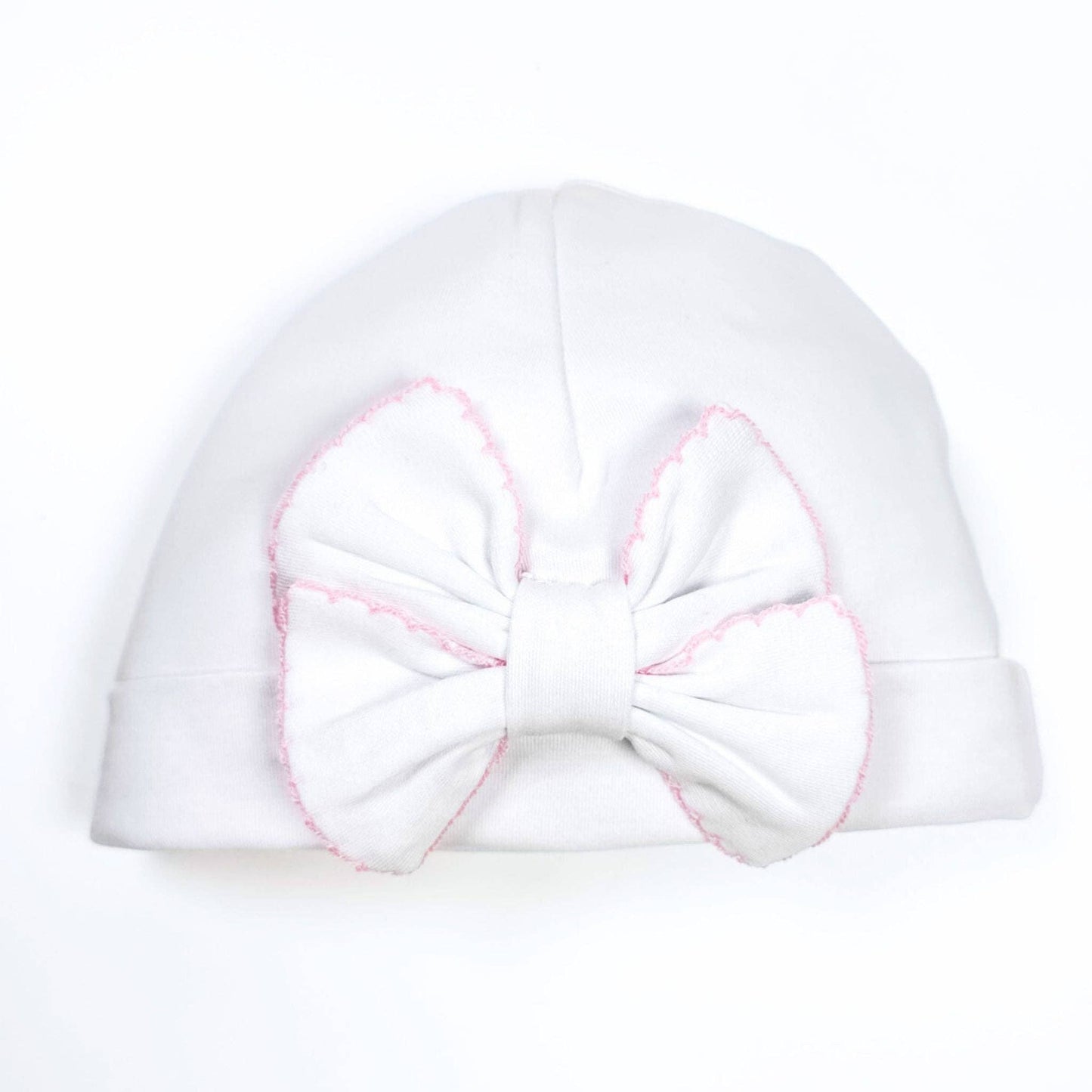Essentials Solid Bow Hat - White Pink: Preemie