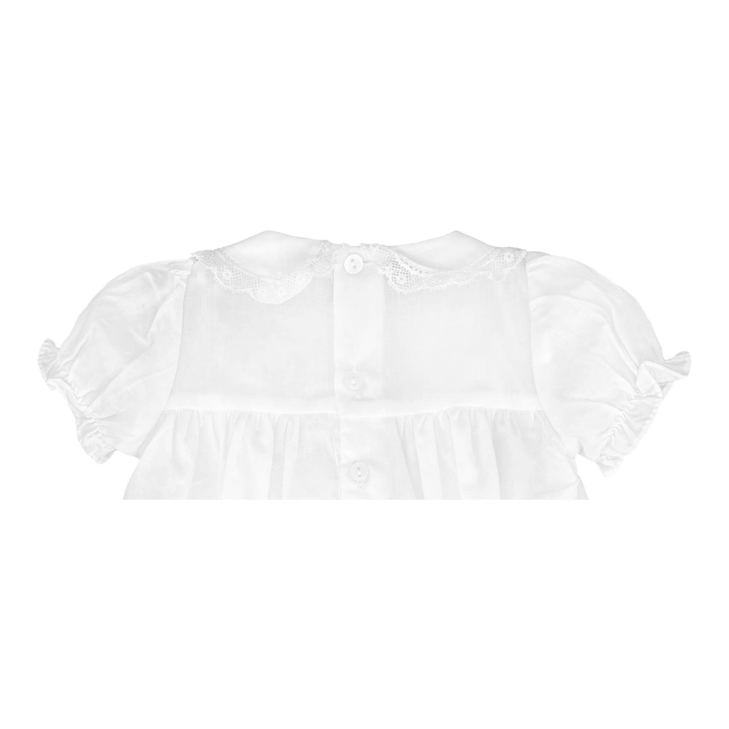 Fully Smocked Dress with Lace: White