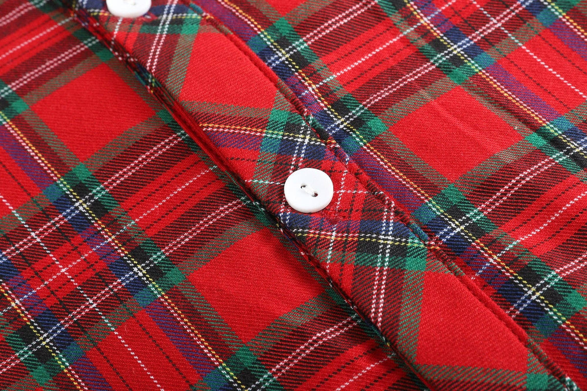 Red and Green Tartan Boy Dress Shirt: Red