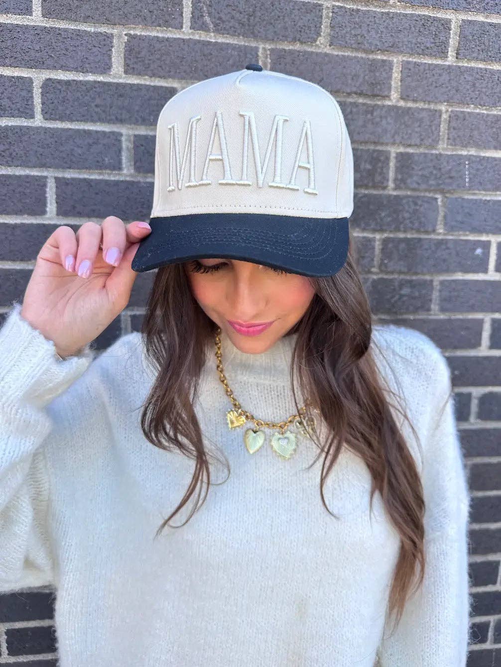 MAMA Monochromatic 3D Embroidered Hat