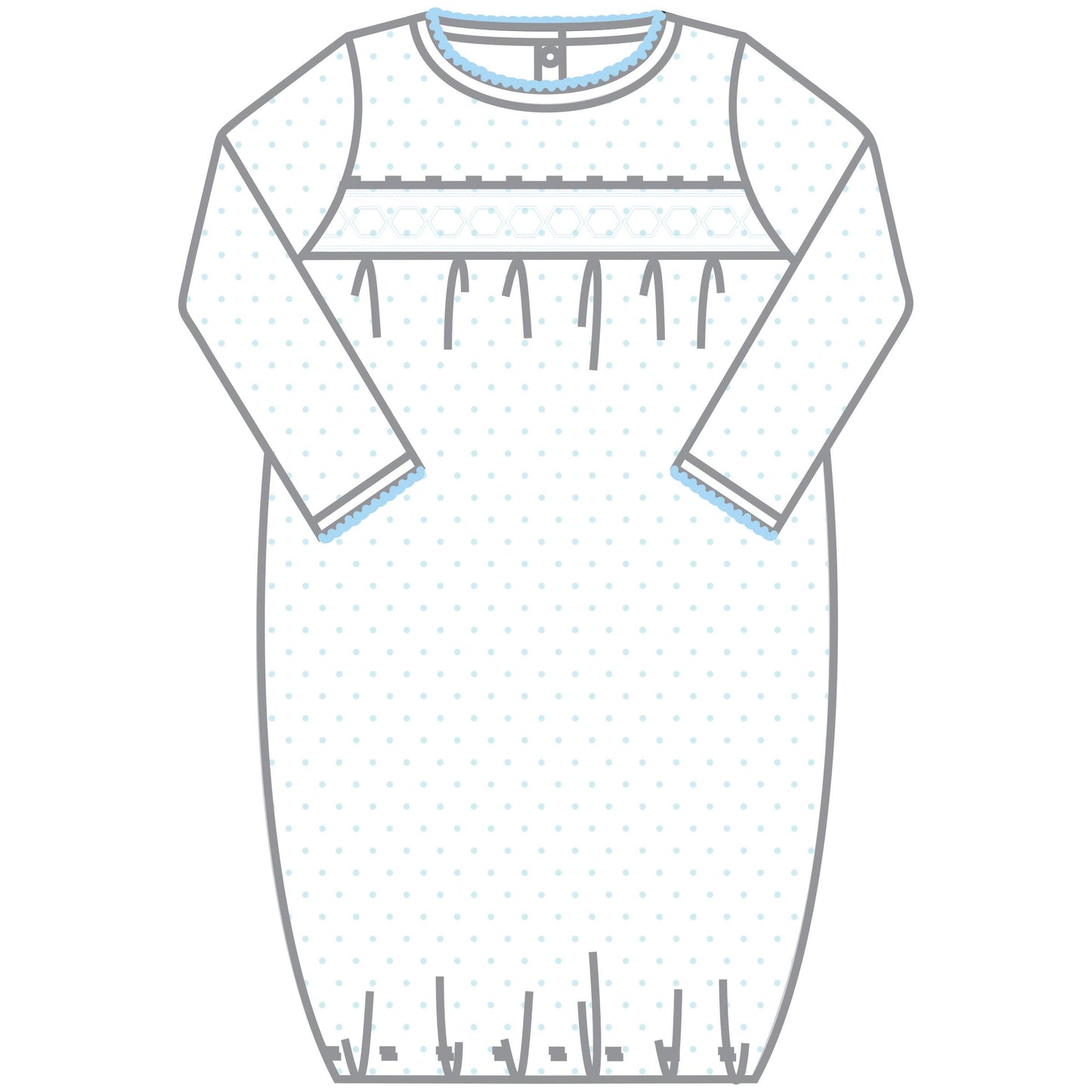 Mini Dots Smocked Gown - Blue