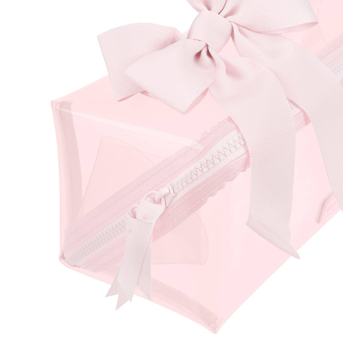 Jelly Cosmetic Bag – Waterproof Lay-Flat Makeup Bag: Ballet Pink Bow