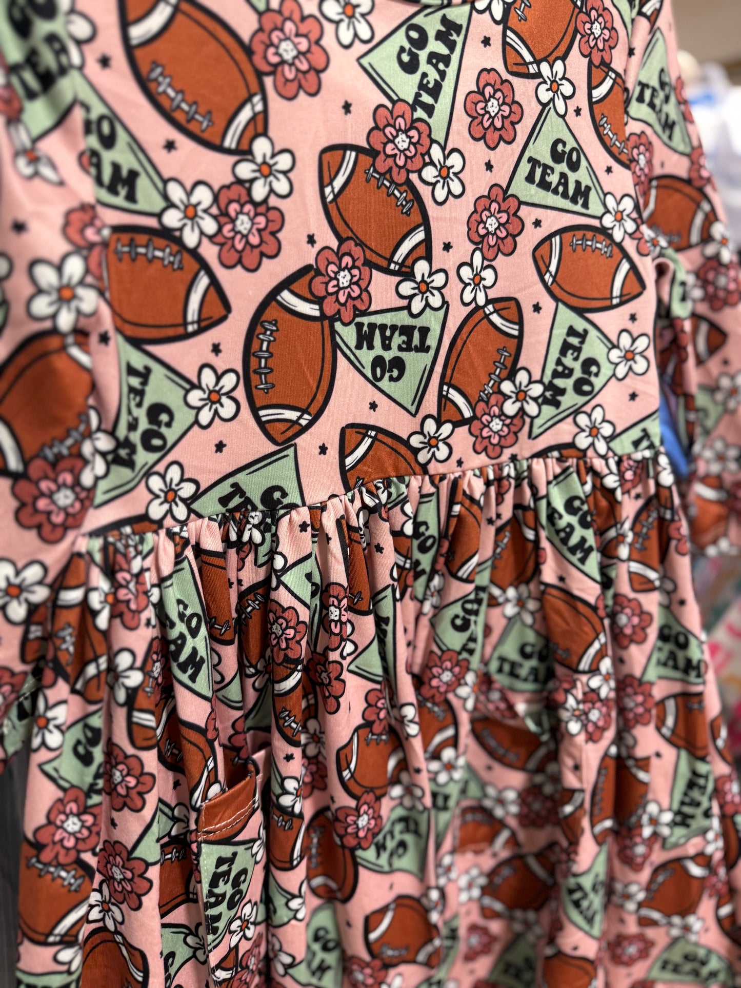 Go Team 3/4 Sleeve Pocket Twirl Dress