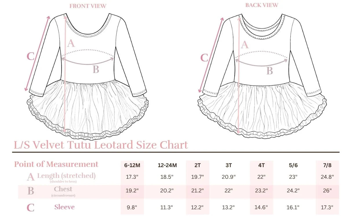 Magenta Velvet L/S Tutu Leotard