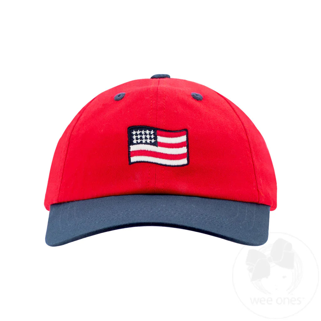 Girls and Boys Embroidered "Flag" Cotton Twill Ball Cap/KIDS