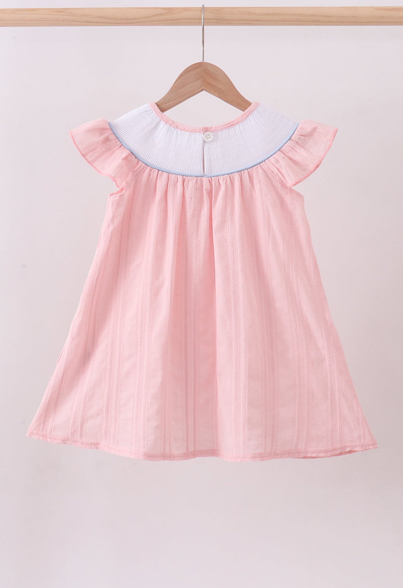 Pink princess smocked ruffle dress