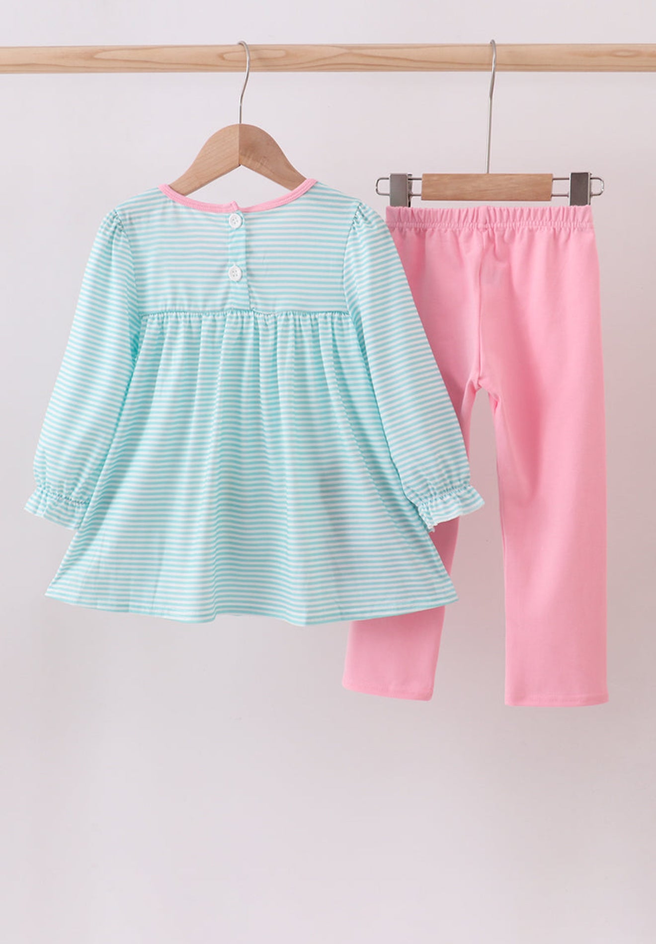 Blue character embroidery ruffle dress set