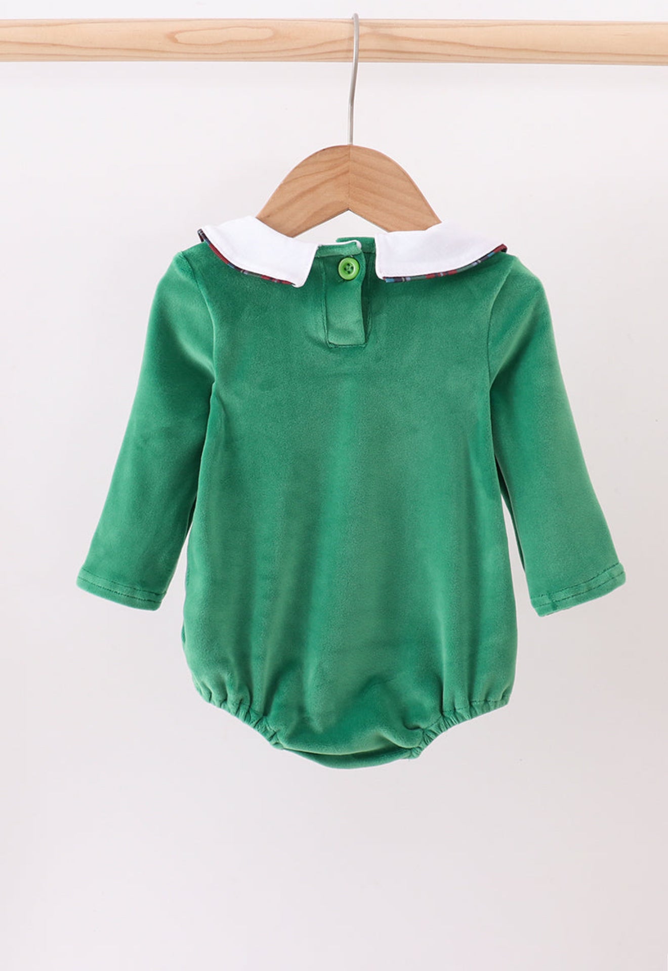 Green christmas tree applique velvet bubble