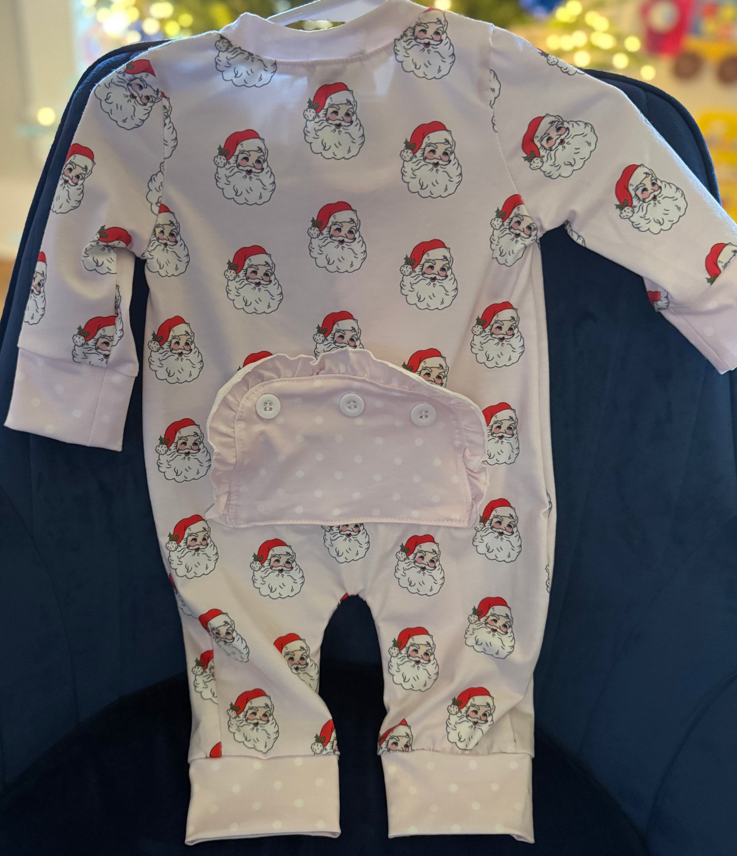 Pink christmas santa claus zipper girl romper