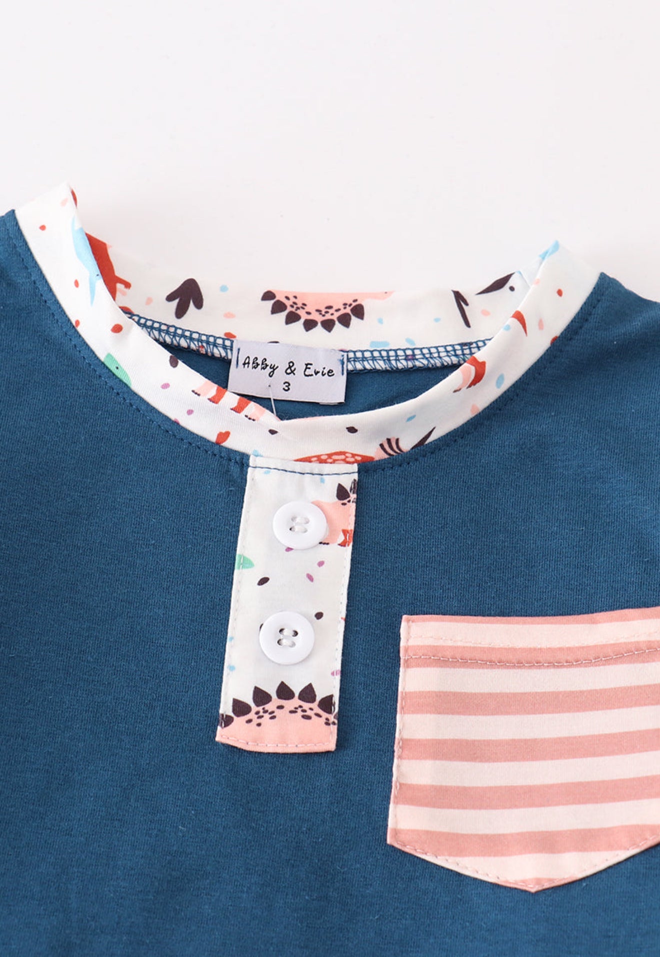 Navy dinosaur print boy set