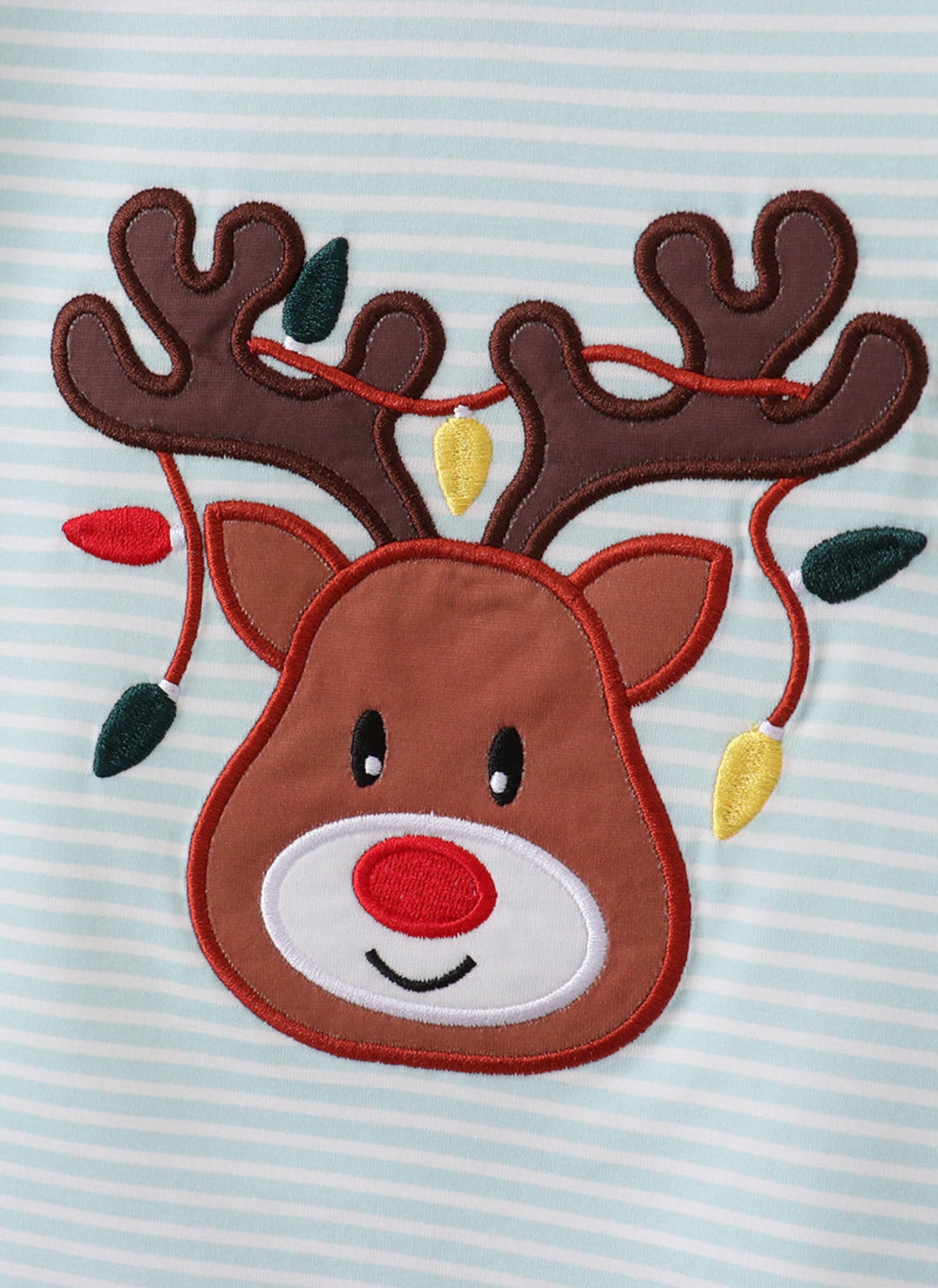 Blue reindeer applique stripe pants set