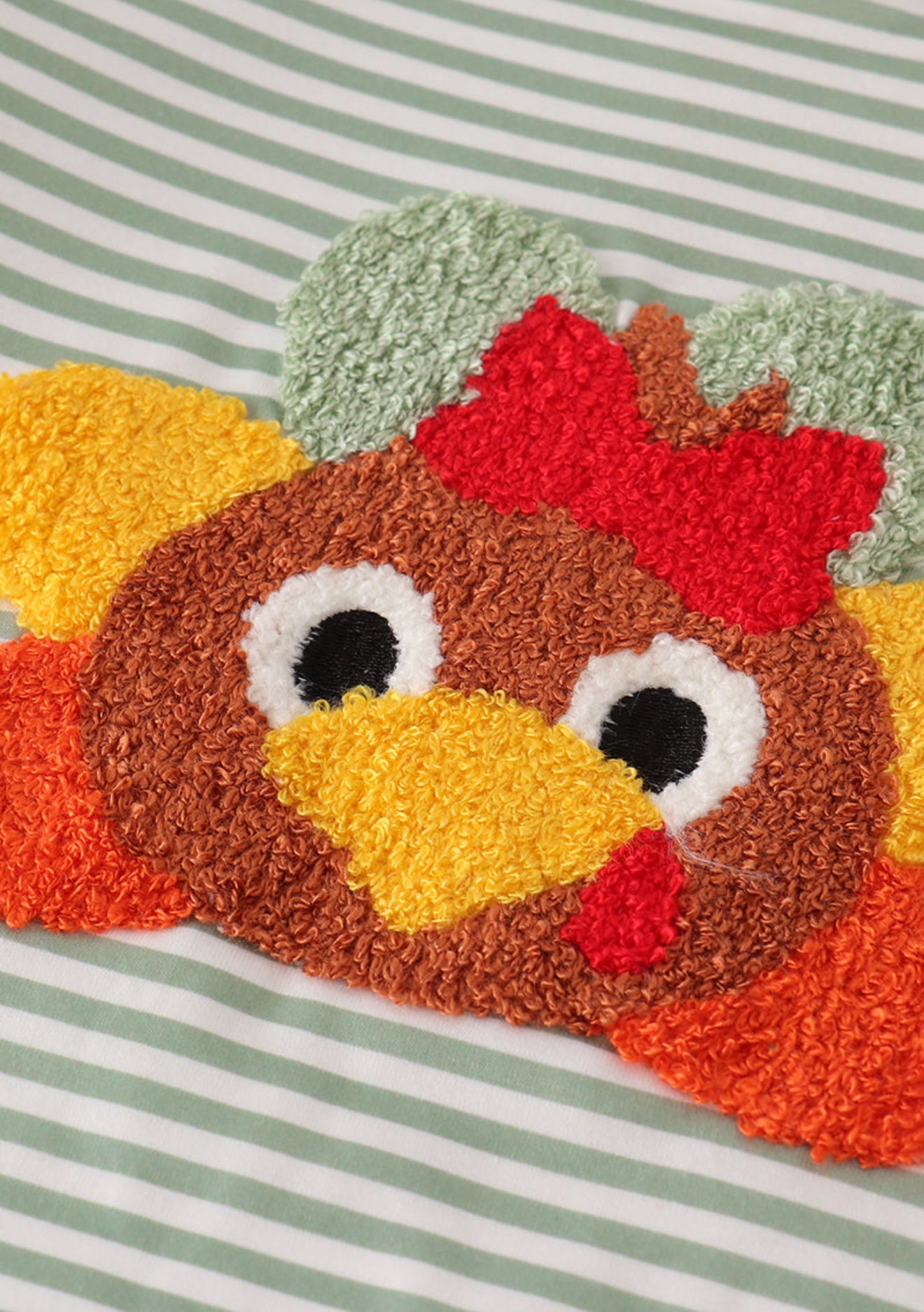 Green turkey french knot stripe pants set