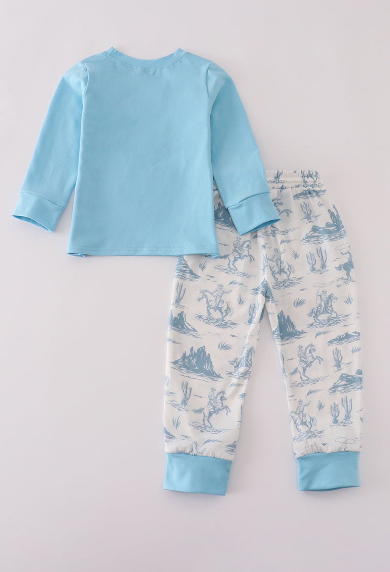 Blue cowboy embroidery romper