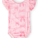 Blushing Bows S/S Flutter Sleeve Leotard