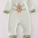 Sage turkey applique stripe romper