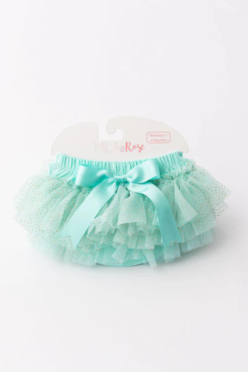 Mint & Gold Glitter Ruffle Tutu Bloomer