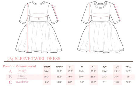 Big Sister 3/4 Sleeve Pocket Twirl Dress