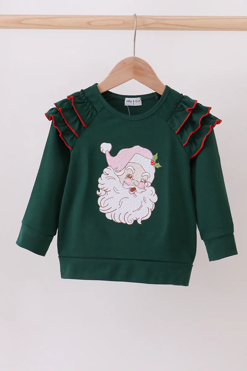 Forest santa claus applique ruffle top