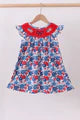 Blue flag bow smocked dress