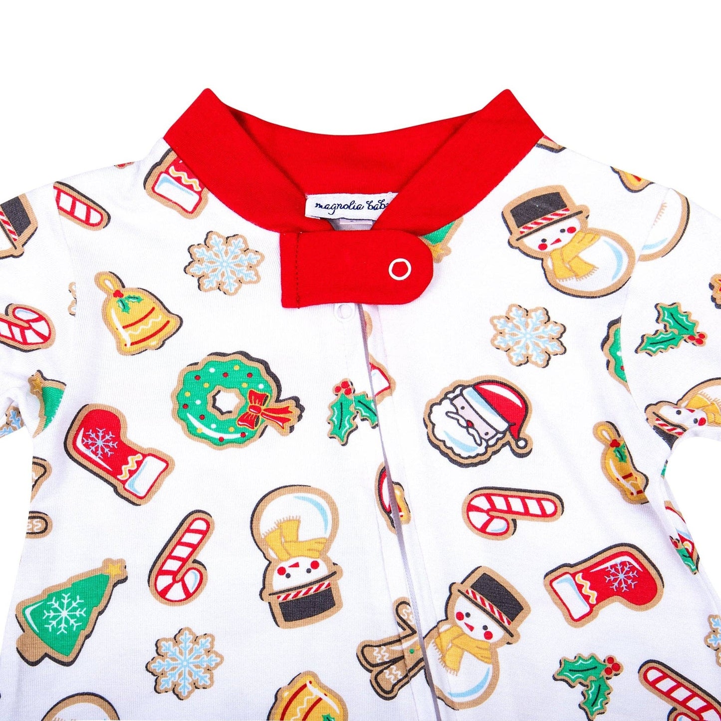 Holly Jolly Cookies Zipper Footie: Red