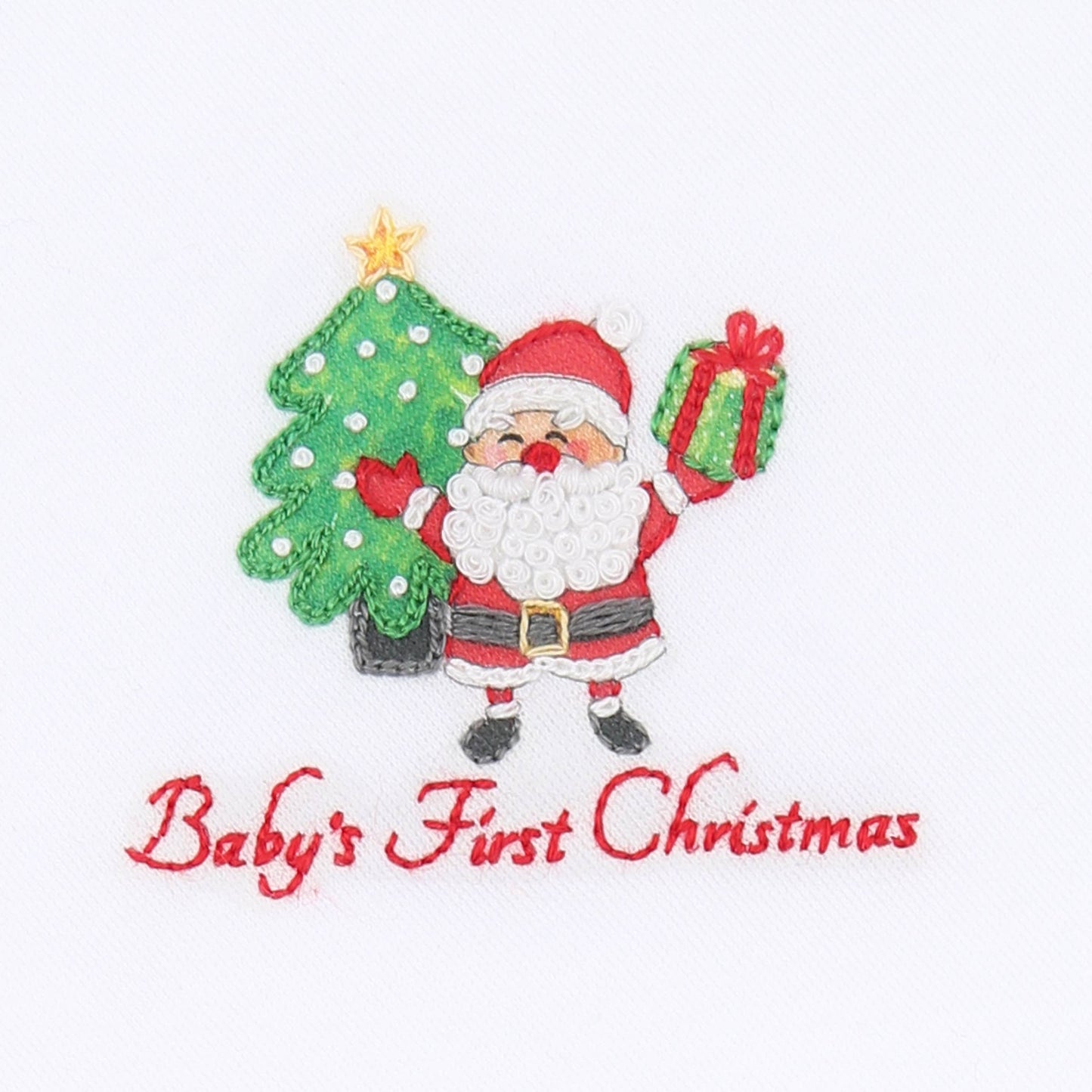 Jolly Holiday Emb Baby's First Footie: White