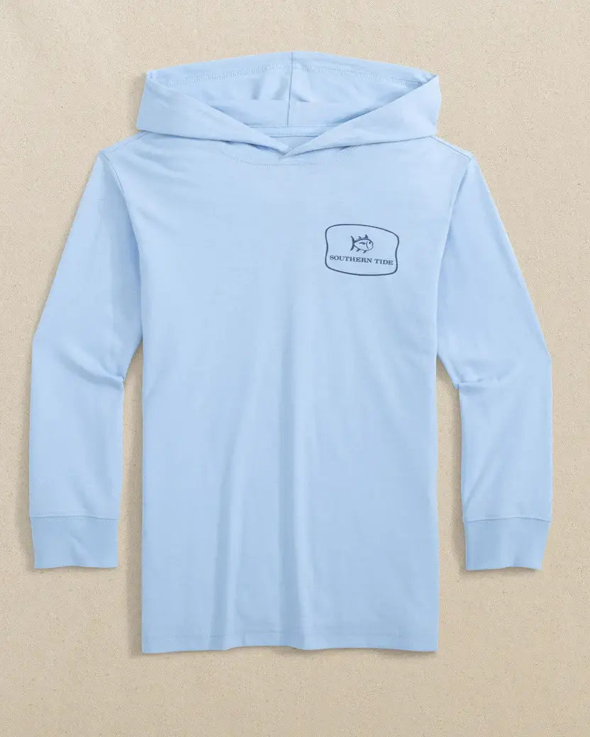 Youth LS SJ Beach Badge Hoodie Tee: Cerulean