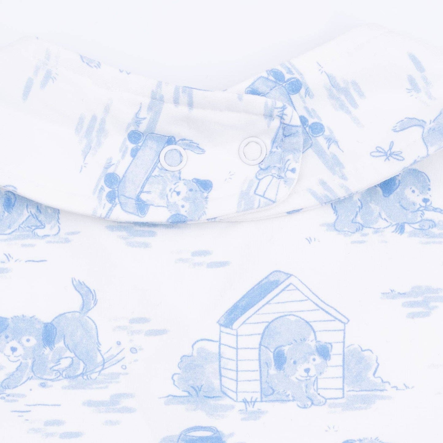 Puppy Toile Blue - Feeding Bib: 0-3M