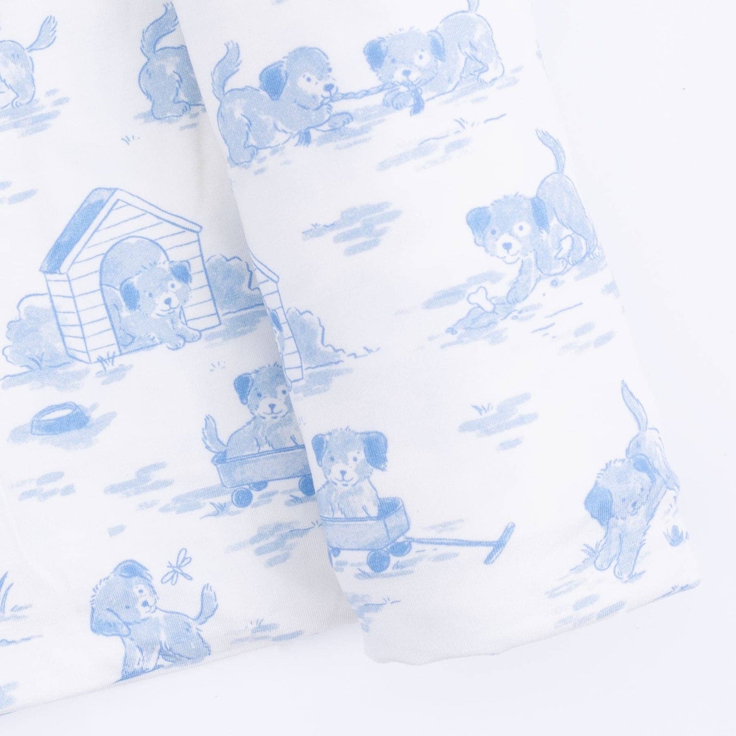 Puppy Toile Blue - Swaddle Blanket: 45X45