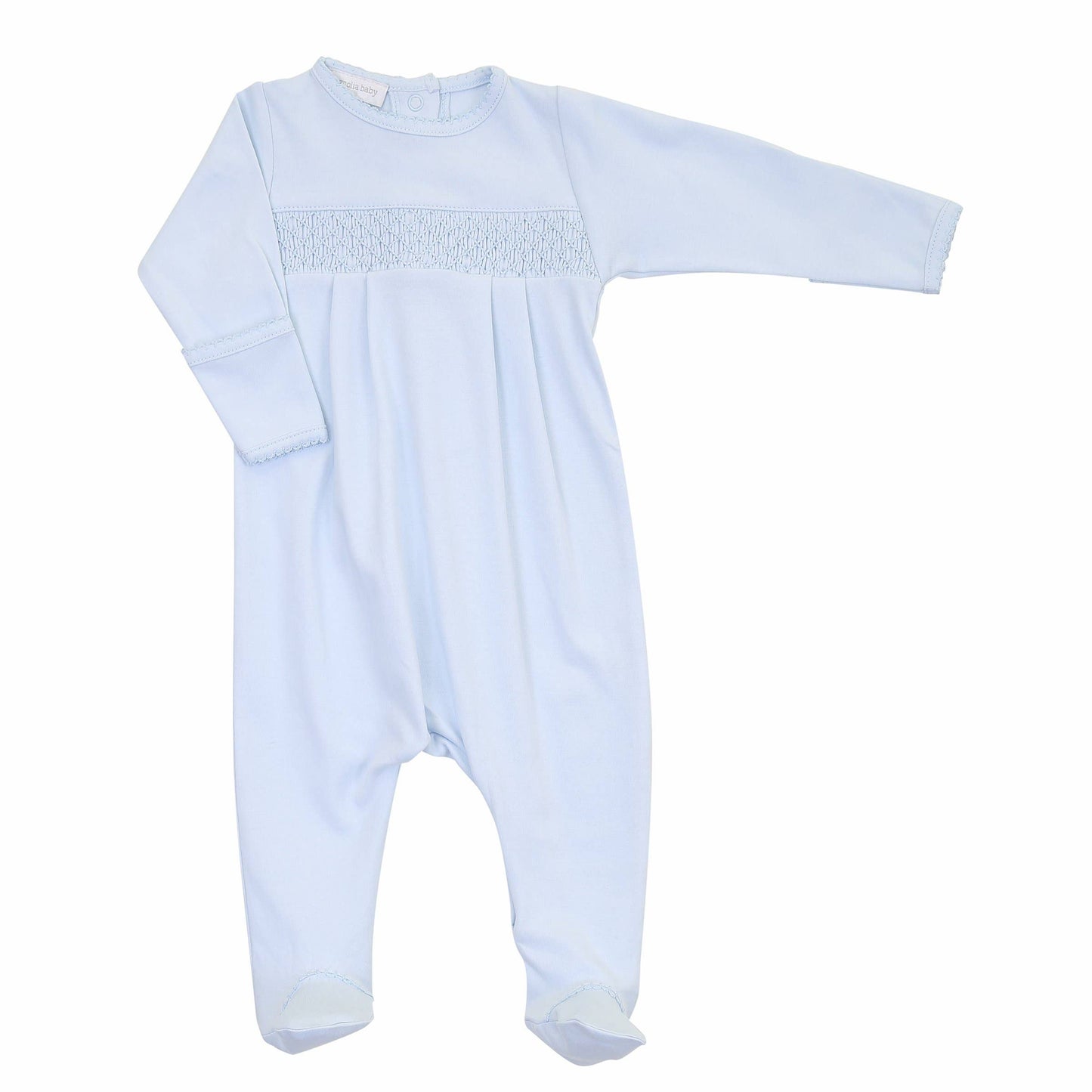 Solid Blue Smocked Footie: Blue