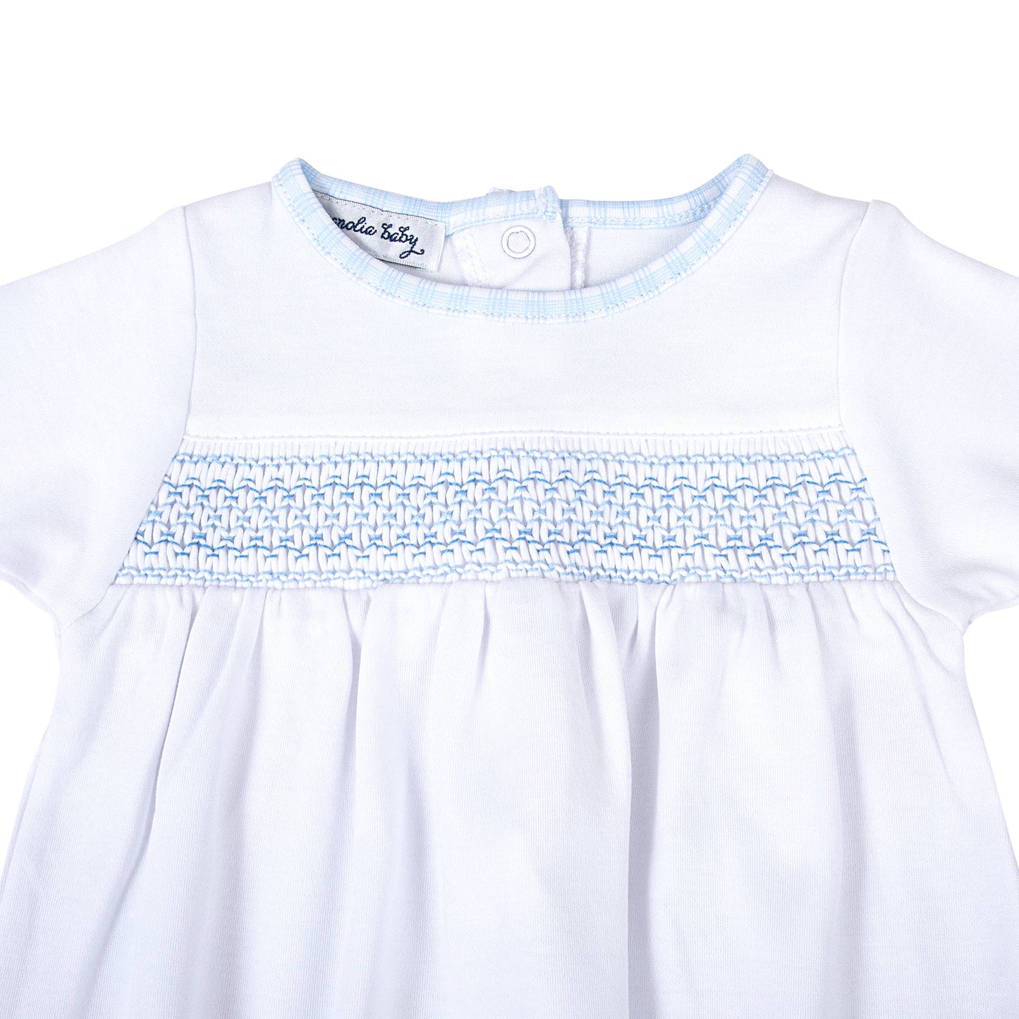 New Beginnings Blue Smocked Gathered Gown: Blue