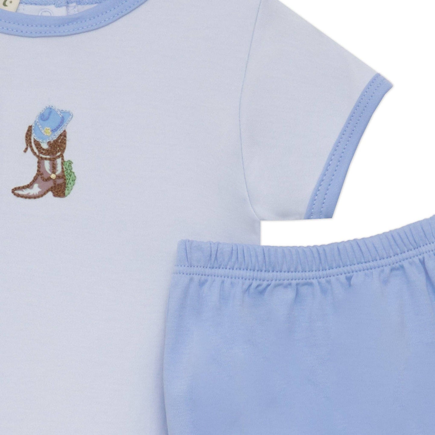 Boots and Blooms Diaper Cover Set - Light Blue