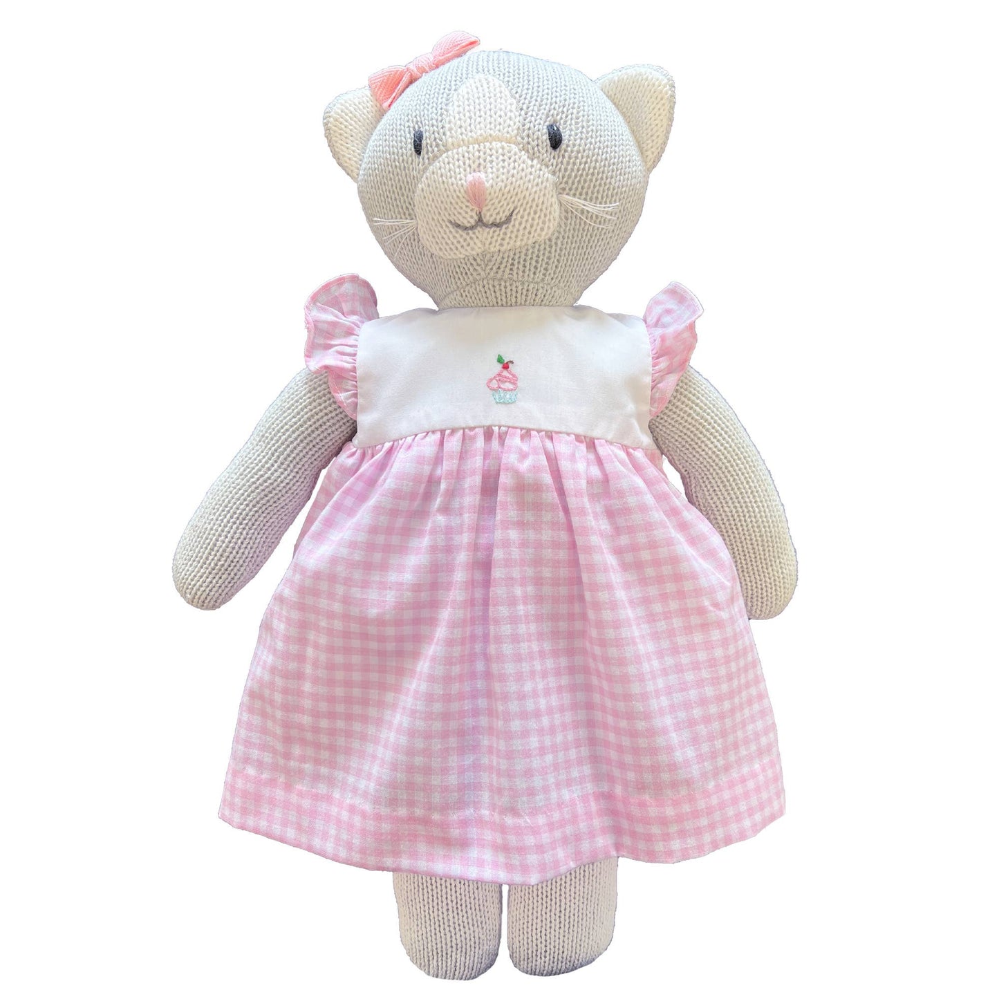 Knit Cat Doll with Birthday Cupcake Dress: 14"