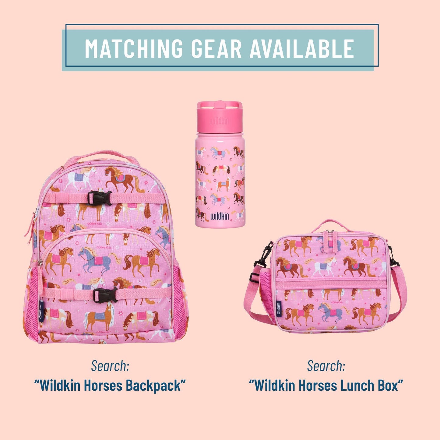 Horses 14 oz Steel Water Bottle