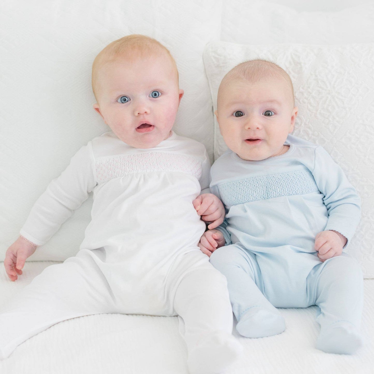 Solid Blue Smocked Footie: Blue