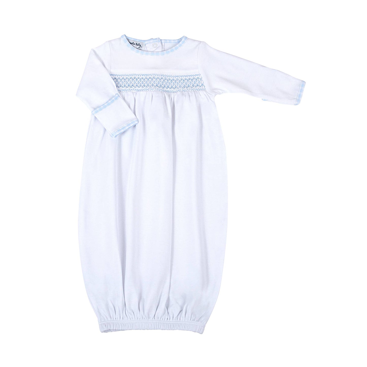 New Beginnings Blue Smocked Gathered Gown: Blue