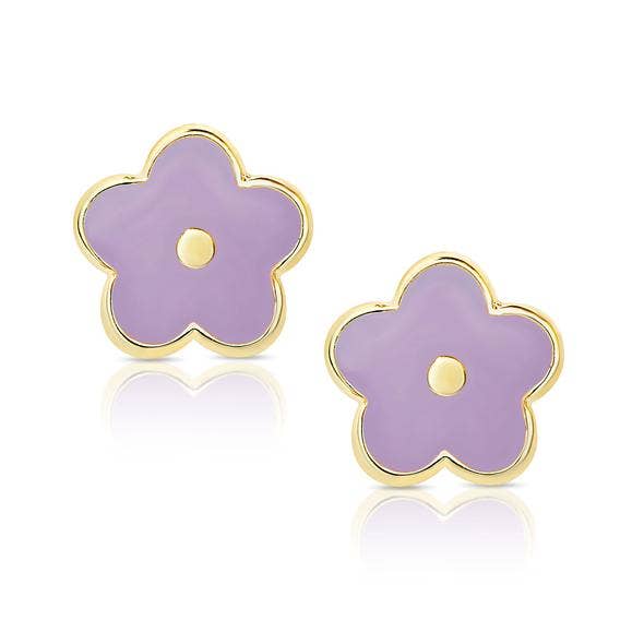 Flower Stud Earrings: Purple