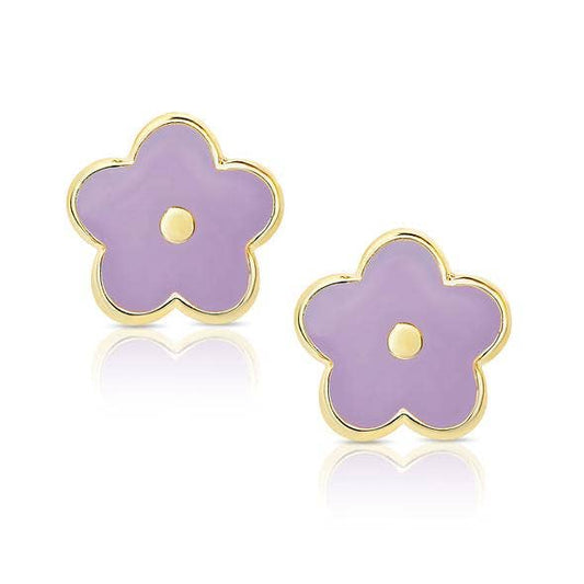 Flower Stud Earrings: Purple