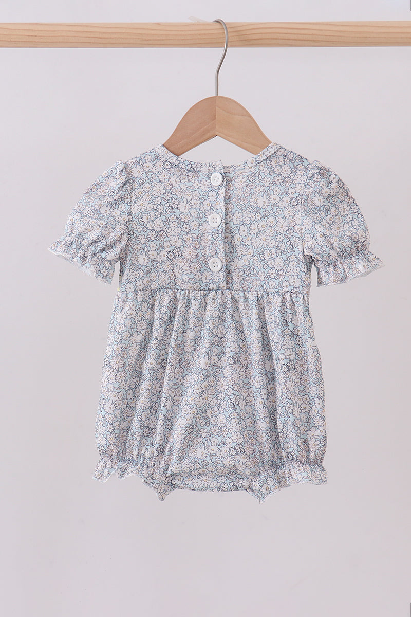Floral bunny smocked bubble