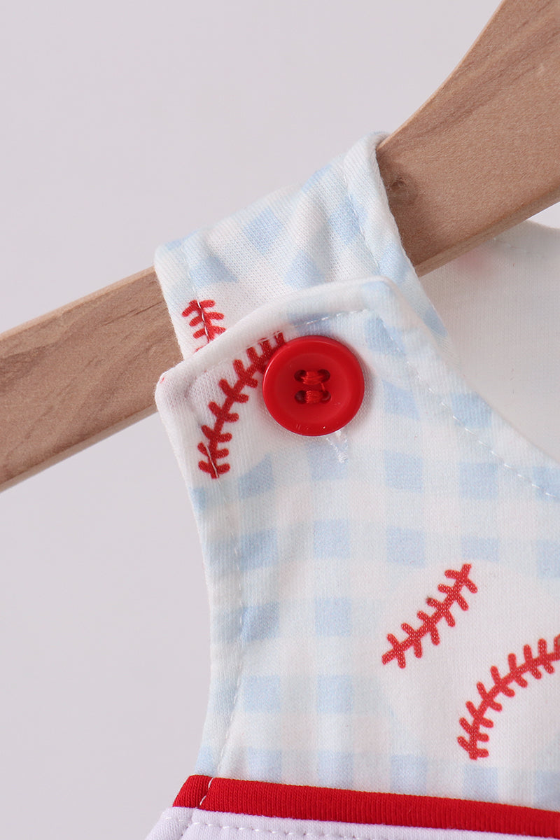 Baseball applique gingham jonjon