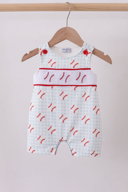 Baseball applique gingham jonjon